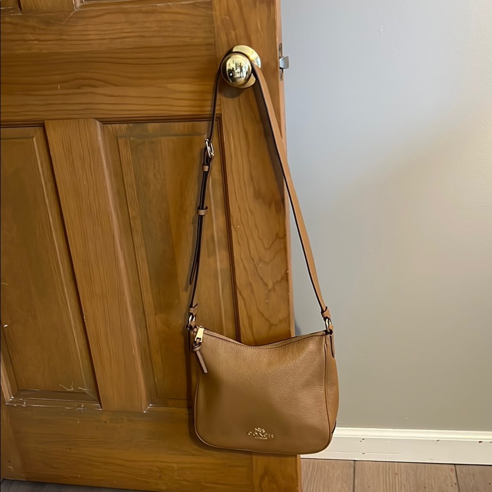 Coach Tan Leather Crossbody Bag with Classic Design